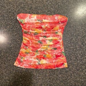 Cache Floral Ruched Tube Top